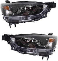 Set Of 2 Front Headlight Lens And Housing Halogen Right Passenger & Left Driver Side Direct Replacement Compatible With 2016-2022 Mazda CX-3 MA2519173 MA2518173 DB4N510K0A DB4N510L0A