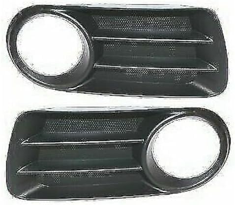 Front Bumper Center Grille + Fog Light Molding Primed With Fog Light Holes Right Passenger & Left Driver Side Direct Replacement Compatible With 2002-2005 Ford Explorer FO1036107