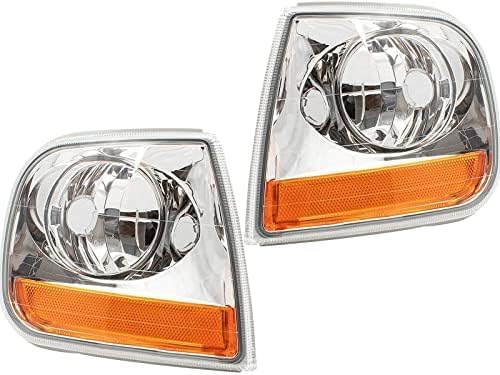 Set Of 2 Front Corner Light Lens And Housing Right Passenger & Left Driver Side Direct Replacement Compatible With 1997-2004 Ford F-150/1997-1999 F-250 FO2520170 FO2521170