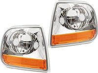 Set Of 2 Front Corner Light Lens And Housing Right Passenger & Left Driver Side Direct Replacement Compatible With 1997-2004 Ford F-150/1997-1999 F-250 FO2520170 FO2521170