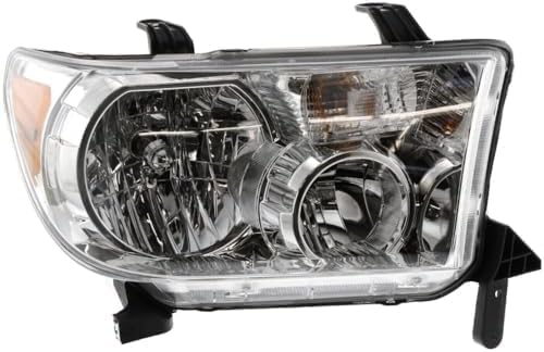 Front Bumper Upper Cover Primed + Headlight Assembly Left Driver & Right Passenger Side Direct Replacement Compatible With 2007-2013 Toyota Tundra TO1014100 TO2503171 TO2502171