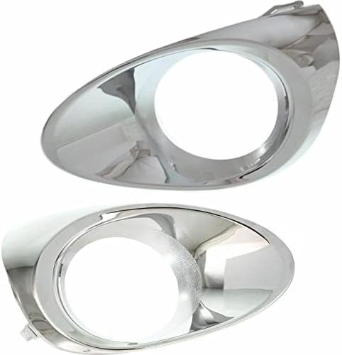 Set Of 2 Front Fog Light Molding Chrome Left Driver & Right Passenger Side Plastic Direct Replacement Compatible With 2013-2015 Lexus RX350 RX450H LX1039105 LX1038105 814810E110
