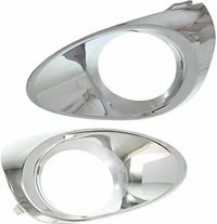 Set Of 2 Front Fog Light Molding Chrome Left Driver & Right Passenger Side Plastic Direct Replacement Compatible With 2013-2015 Lexus RX350 RX450H LX1039105 LX1038105 814810E110