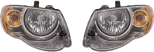 Set Of 2 Front Headlight Assembly Halogen Right Passenger & Left Driver Side Direct Replacement Compatible With 2005-2007 Chrysler Town & Country CH2502152 CH2503152 4857991AD