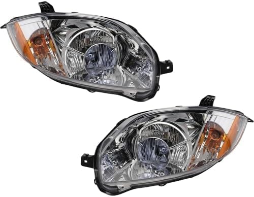 Set Of 2 Front Head Light Assembly Plastic Left Driver & Right Passenger Side Direct Replacement Compatible With 2007-2012 Mitsubishi Eclipse MI2503159 MI2502159 8301B136 8301B135