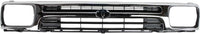 Front Bumper Chrome Steel + Lower Valance Primed + Grille Direct Replacement Compatible With 1992-1995 Toyota Pickup 2WD TO1002102 TO1200128 TO1095104 5210135070 5311135070 5391135010