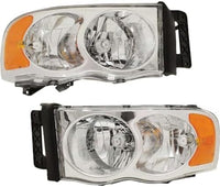 Set of 2 Front Headlight Assembly Halogen Right Passenger & Left Driver Side Direct Replacement Compatible With 2002-2005 Dodge Ram Full Size Pickup CH2503135 CH2503161 CH2502135