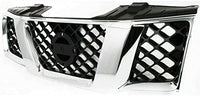 Front Grille Chrome Shell With Black Insert Direct Replacement Compatible With 2005-2007 Nissan Pathfinder / 2005-2008 Frontier NI1200217 62310EA700