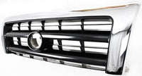 Front Grille Chrome Shell/Painted Dark Argent Insert + Headlight Fillers Left Driver & Right Passenger Side Direct Replacement Compatible With 1998-2000 Toyota Tacoma TO1200213