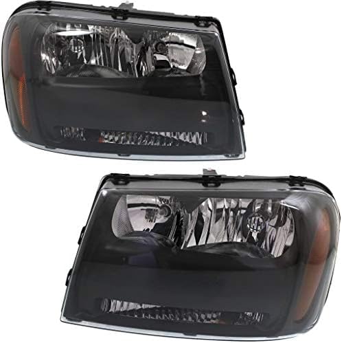 et Of 2 Front Head Light Composite Assembly Plastic Left Driver & Right Passenger Side Direct Replacement Compatible With 2006-2009 Chevrolet Trailblazer GM2503304 GM2502304