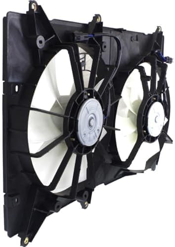 Front Radiator Cooling Dual Fan Assembly Plastic Direct Replacement Compatible with 2001-2007 Toyota Highlander / 2001-2003 Lexus RX300 LX3115102 1671120120