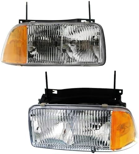 Set Of 2 Front Headlight Assembly With Side Marker Lamp Right Passenger & Left Driver Side Direct Replacement Compatible With 1994-1997 GMC Sonoma / 1995-1997 Jimmy GM2503133