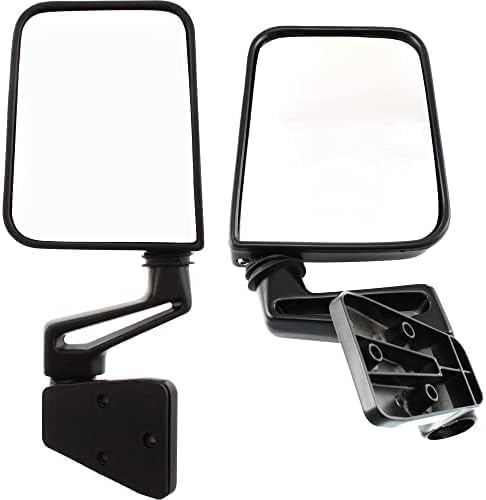 Set Of 2 Front Mirror Manual Folding Non-Heated Primed Plastic Left Driver & Right Passenger Side Direct Replacement Compatible With 1987-2002 Jeep Wrangler