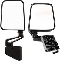 Set Of 2 Front Mirror Manual Folding Non-Heated Primed Plastic Left Driver & Right Passenger Side Direct Replacement Compatible With 1987-2002 Jeep Wrangler