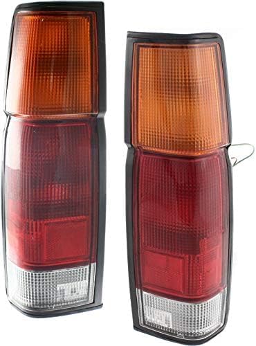 Set Of 2 Tail Light Assembly Plastic Left Driver & Right Passenger Side Direct Replacement Compatible With 1986-1994 Nissan D21 / 1995-1997 Pickup NI2801103 NI2800103