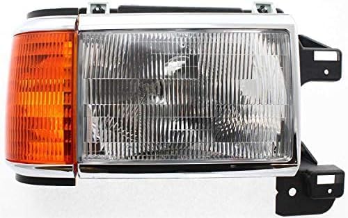 Set Of 2 Front Headlight Assembly With Side Marker Lamps And Chrome Trim Left Driver & Right Passenger Side Direct Replacement Compatible With 1987-1991 Ford F-Series FO2502105