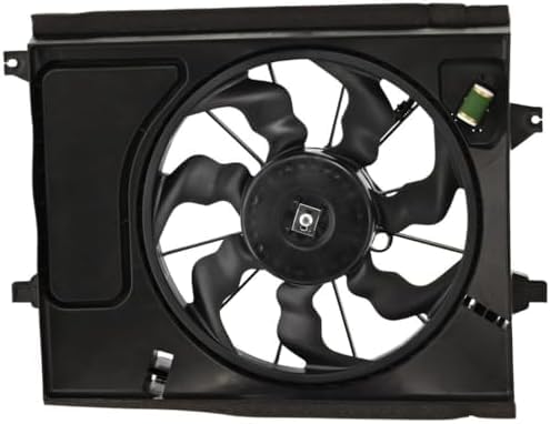 Front Radiator Fan Assembly with Resistor Direct Replacement Compatible with 2010-2013 Kia Soul KI3115134 253802K600 25380B2000