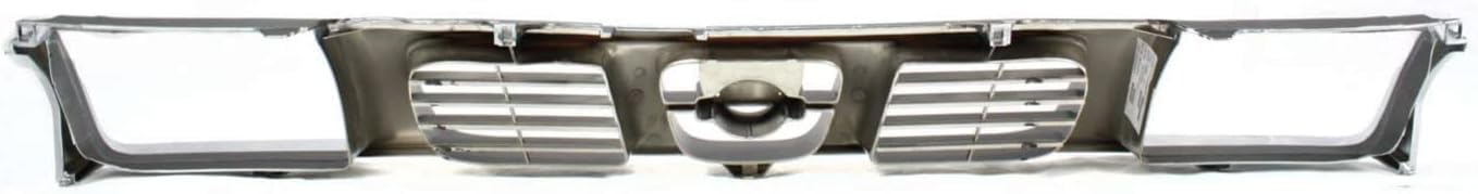 Front Grille Chrome Shell & Black Insert Direct Replacement Compatible With 1998-2000 Nissan Frontier NI1200183 623103S510