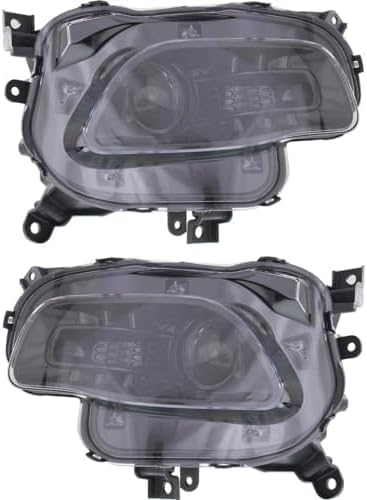Set Of 2 Front Headlight Assembly Halogen With Black Trim Right Passenger & Left Driver Side Direct Replacement Compatible With 2014-2018 Jeep Cherokee CH2503249 CH2502249 68102846AE