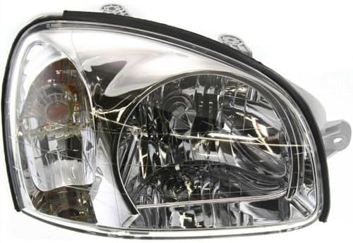 Set Of 2 Front Head Light Assembly Plastic Left Driver & Right Passenger Side Direct Replacement Compatible With 2001-2003 Hyundai Santa Fe HY2502121 HY2503121 9210126050 9210226050