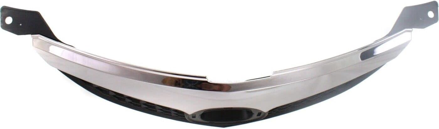 Front Bumper Upper Grille Textured Gray Shell And Insert With Chrome Bar Direct Replacement Compatible With 2007-2009 Mazda 3 MA1200186 BR5H50710C