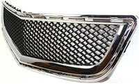 Front Bumper Upper & Lower Grille Chrome Shell And Primed Insert Direct Replacement Compatible With 2009-2012 Chevrolet Traverse GM1200615 GM1036120 15943196 20756061