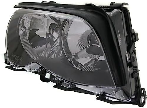 Set Of 2 Front Headlight Assembly Halogen With Black Interior Right Passenger & Left Driver Side Direct Replacement Compatible With 2002-2005 BMW 3-Series BM2502122 BM2503122