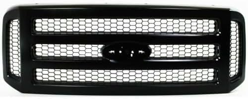 Front Grille Primed Shell And Honeycomb Insert Plastic Direct Replacement Compatible With 2005-2007 Ford F-250 F-350 Super Duty FO1200457 5C3Z8200CAD