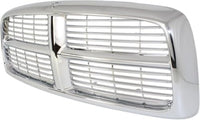 Front Grille Chrome Shell And Horizontal Bar Insert Plastic Direct Replacement Compatible With 2002-2005 Dodge Full Size Pickup D070120
