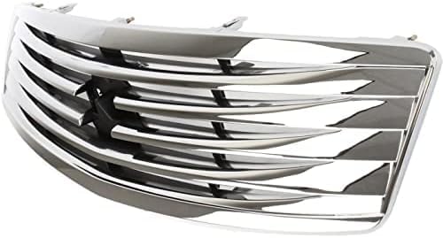 Front Grille Chrome Shell And Insert Plastic Direct Replacement Compatible With 2009 Infiniti G37 / 2007-2008 G35 IN1200116 62070JK60B
