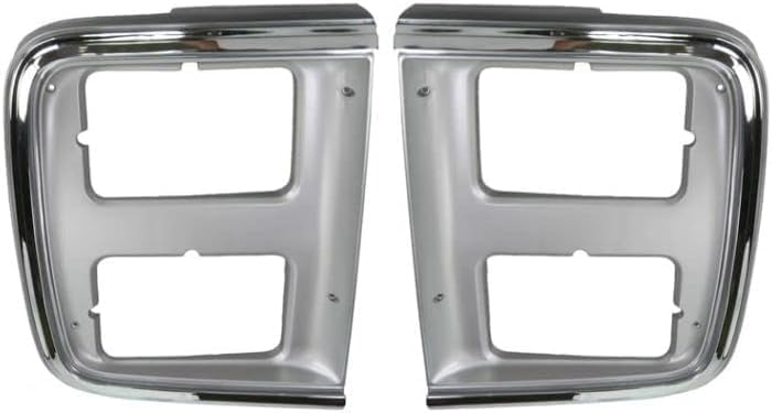 Set Of 2 Front Headlight Door Bezel Chrome Left Driver & Right Passenger Side Direct Replacement Compatible With 1985-1991 Chevrolet & GMC G-Series GM2513124 GM2512124 15596118