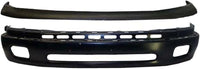 Front Bumper Primed Steel + Upper Cover Textured + Bumper Mounting Bracket Left Driver And Right Passenger Side Direct Replacement Compatible With 2000-2006 Toyota Tundra TO1002171