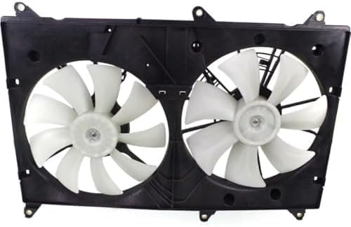 Front Radiator Cooling Dual Fan Assembly Plastic Direct Replacement Compatible with 2001-2007 Toyota Highlander / 2001-2003 Lexus RX300 LX3115102 1671120120