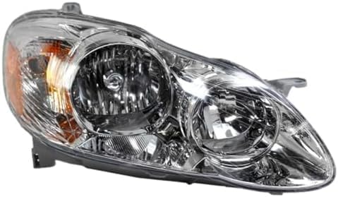 Set Of 2 Front Head Light Assembly With Chrome Interior Plastic Left Driver & Right Passenger Side Direct Replacement Compatible With 2005-2008 Toyota Corolla TO2503160 TO2502160