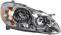 Set Of 2 Front Head Light Assembly With Chrome Interior Plastic Left Driver & Right Passenger Side Direct Replacement Compatible With 2005-2008 Toyota Corolla TO2503160 TO2502160
