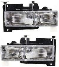 Front Grille Chrome Shell And Insert Plastic + Signals & Headlights + Side Reflector and Marker Lamps Right & Left Side Direct Replacement Compatible With Chevrolet C/K Series 1994-00