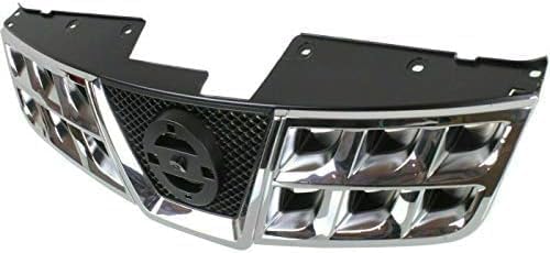 Front Grille Chrome Shell With Black Insert Plastic Direct Replacement Compatible With 2011-2013 Nissan Rogue / 2014-2015 Select NI1200249 623101VK0A