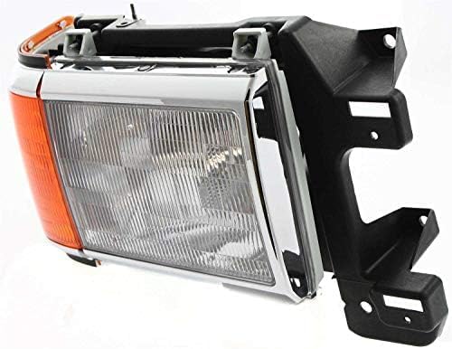 Set Of 2 Front Headlight Assembly With Side Marker Lamps And Chrome Trim Left Driver & Right Passenger Side Direct Replacement Compatible With 1987-1991 Ford F-Series FO2502105