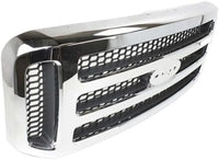 Front Grille Chrome Shell & Painted Gray Insert Direct Replacement Compatible With 2005 Ford Excursion / 2005-2007 F-Series Super Duty FO1200456 5C3Z8200BAA