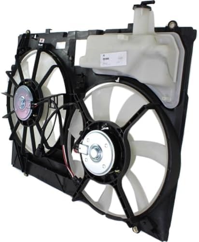 Front Radiator Dual Cooling Fan Assembly Plastic Direct Replacement Compatible with 2006-2010 Toyota Sienna Van TO3115158 163630P110-PFM