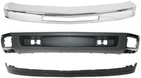 Front Bumper Chrome + Lower Valance Air Deflector + Extension Textured + Fog Lights Right & Left Side Direct Replacement Compatible With Chevrolet Silverado 1500 2007-2013