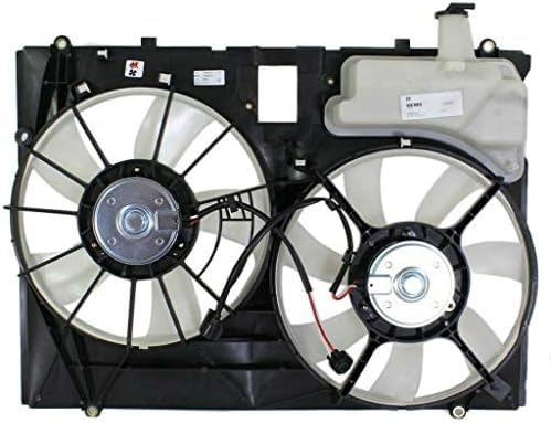 Front Radiator Dual Cooling Fan Assembly Plastic Direct Replacement Compatible with 2006-2010 Toyota Sienna Van TO3115158 163630P110-PFM