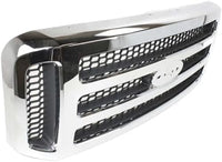 Front Grille Chrome Shell & Painted Gray Insert Direct Replacement Compatible With 2005 Ford Excursion / 2005-2007 F-Series Super Duty FO1200456 5C3Z8200BAA