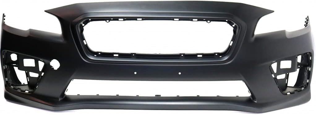 Front Bumper Cover Primed Plastic + Lower Center Grille + Fog Light + Trim Left Driver & Right Passenger Side Direct Replacement Compatible With 2015-2017 Subaru WRX