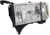 Set Of 2 Front Head Lamp Halogen With Corner Light Left Driver & Right Passenger Side Direct Replacement Compatible With 1999-2002 Dodge Ram 1500 2500 3500 55077025AC 55077025AG