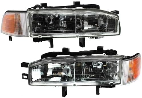 Set Of 2 Front Headlight Assembly With Corner Lamp Right Passenger & Left Driver Side Direct Replacement Compatible With 1992-1993 Honda Accord HO2503107 HO2502107 33100SM4A04