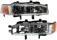 Set Of 2 Front Headlight Assembly With Corner Lamp Right Passenger & Left Driver Side Direct Replacement Compatible With 1992-1993 Honda Accord HO2503107 HO2502107 33100SM4A04