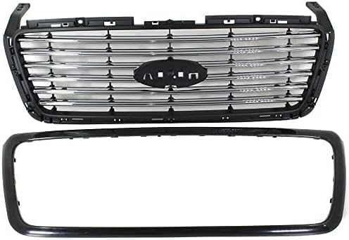 Front Grille Primed Shell And Chrome Billet Style Bar Insert Direct Replacement Compatible With 2006-2008 Ford F-150 FO1200517 6L3Z8200APTM