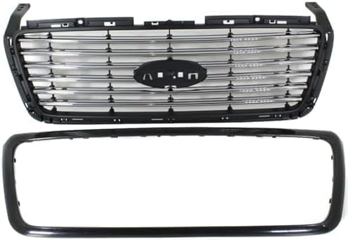 Front Grille Primed Shell And Chrome Billet Style Bar Insert Direct Replacement Compatible With 2006-2008 Ford F-150 FO1200517 6L3Z8200APTM