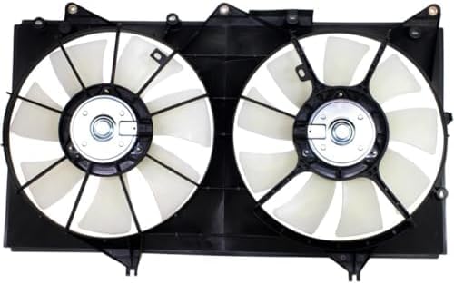 Front Radiator Dual Fan Assembly Plastic Direct Replacement Compatible with 2002-2003 Lexus ES300 / 2002-2006 Toyota Camry TO3115129 163630A180 167110A170 163610A120